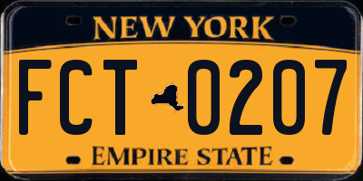 NY license plate FCT0207