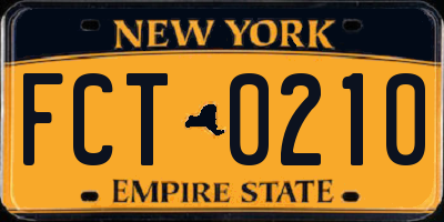 NY license plate FCT0210