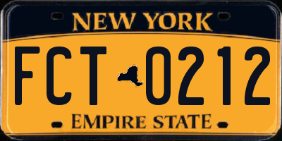 NY license plate FCT0212