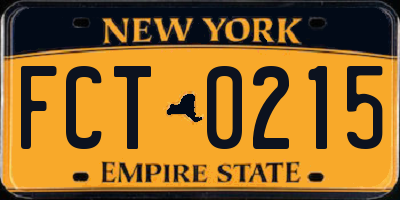 NY license plate FCT0215