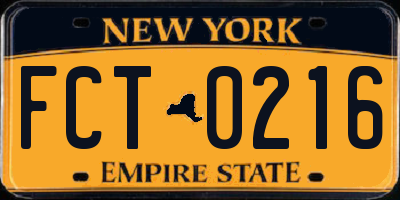 NY license plate FCT0216