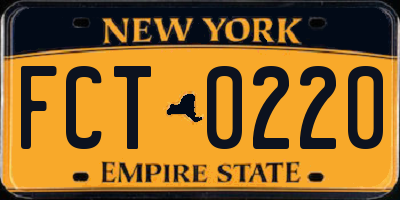 NY license plate FCT0220