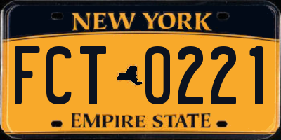 NY license plate FCT0221
