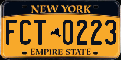 NY license plate FCT0223