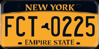 NY license plate FCT0225