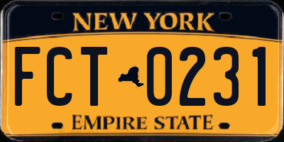 NY license plate FCT0231
