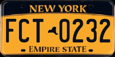 NY license plate FCT0232