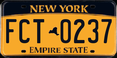 NY license plate FCT0237