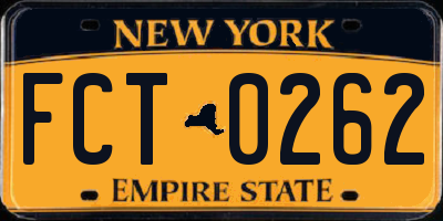 NY license plate FCT0262