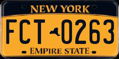 NY license plate FCT0263