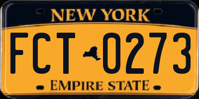 NY license plate FCT0273
