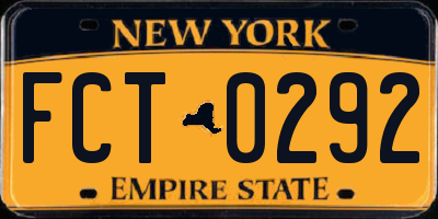 NY license plate FCT0292