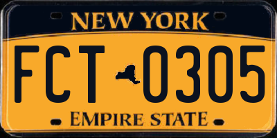 NY license plate FCT0305