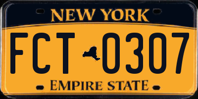 NY license plate FCT0307