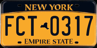 NY license plate FCT0317