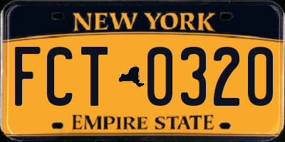 NY license plate FCT0320