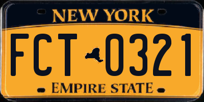 NY license plate FCT0321