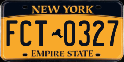 NY license plate FCT0327