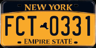 NY license plate FCT0331