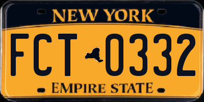 NY license plate FCT0332