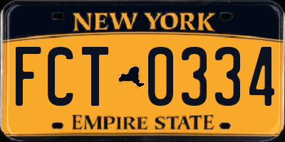 NY license plate FCT0334