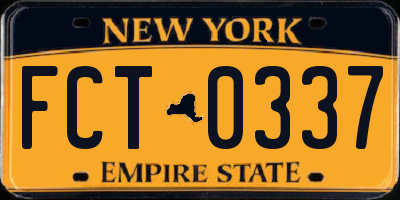 NY license plate FCT0337