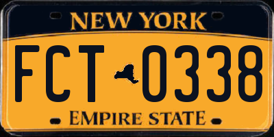 NY license plate FCT0338
