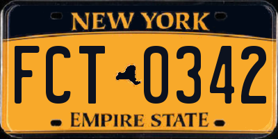 NY license plate FCT0342