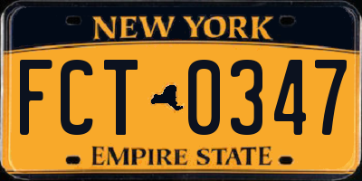 NY license plate FCT0347