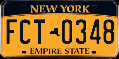 NY license plate FCT0348
