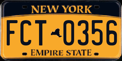NY license plate FCT0356