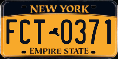 NY license plate FCT0371