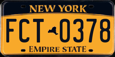NY license plate FCT0378