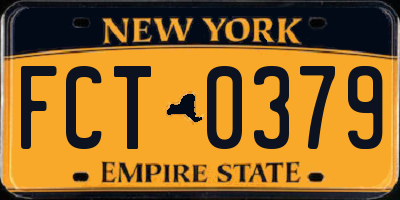 NY license plate FCT0379