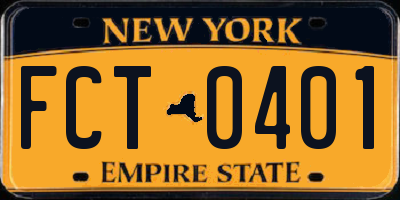 NY license plate FCT0401