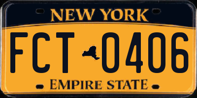 NY license plate FCT0406