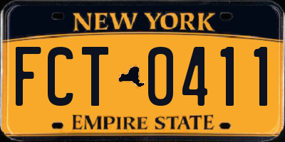 NY license plate FCT0411