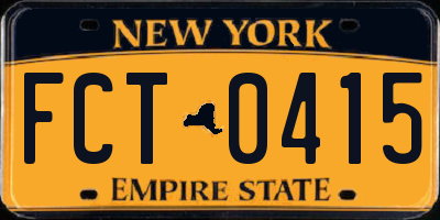 NY license plate FCT0415