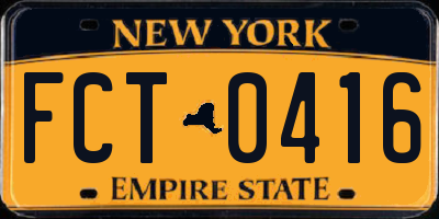 NY license plate FCT0416
