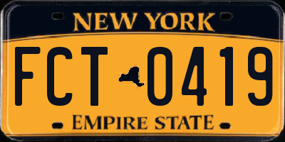 NY license plate FCT0419