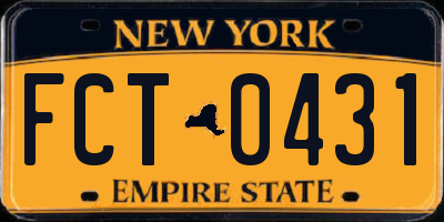 NY license plate FCT0431