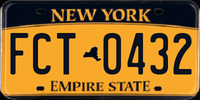 NY license plate FCT0432