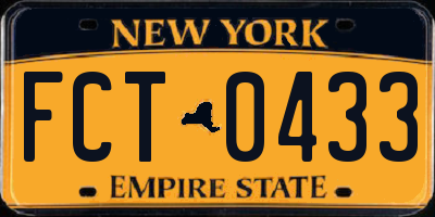 NY license plate FCT0433