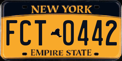 NY license plate FCT0442