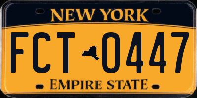 NY license plate FCT0447