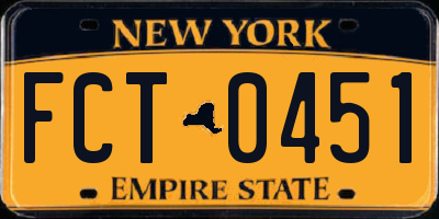 NY license plate FCT0451