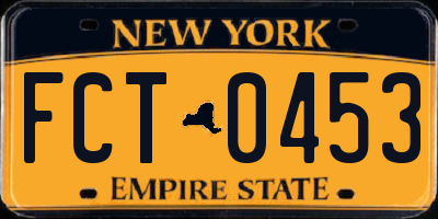 NY license plate FCT0453