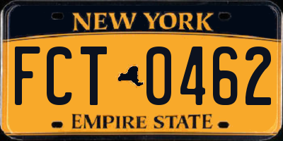 NY license plate FCT0462