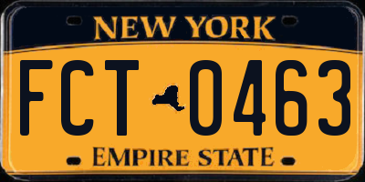NY license plate FCT0463