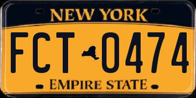 NY license plate FCT0474